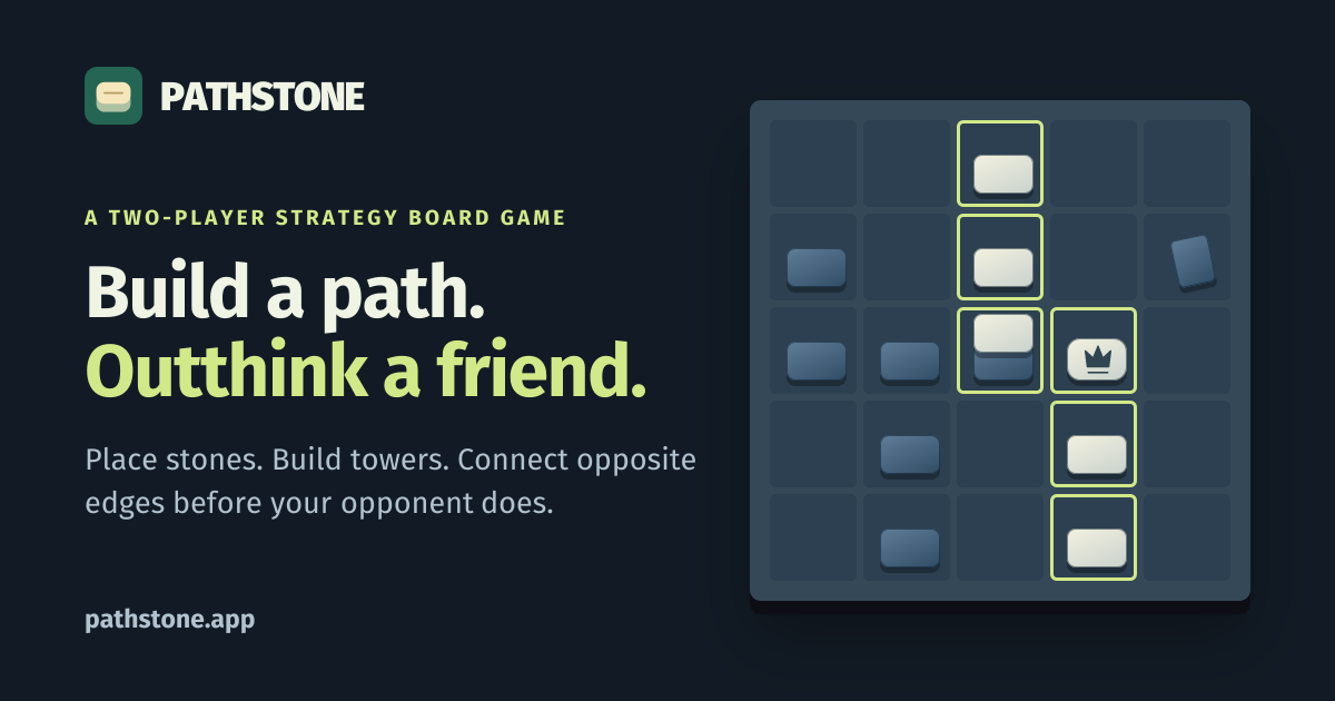 Pathstone: abstract strategy board game; make a path before your opponent